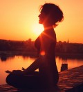 woman doing guided meditation